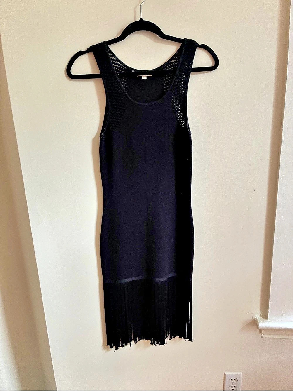 Scuba Knit Fringe Midi Dress